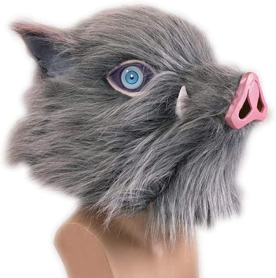 Hashibira Inosuke Mask Anime Latex Helmet Boar Cosplay Costume Halloween Fancy Dress Merchandise Accessories for Adult