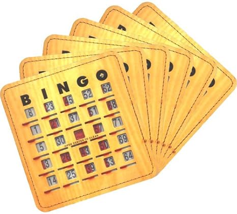 Stitched Finger-Slide Bingo Shutter Card - Woodgrain (100 ct)