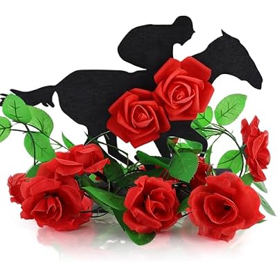 Derby Table Decorations Whit Rose Garland Horsing Racing Party Decorations Wooden Horse Table Centerpieces with Roses Horse Racing Signs Tiered Tray Decor for Home Office Desk Supplies