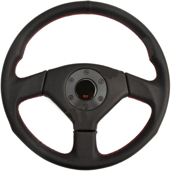14inch 350mm Universal JDM Leather Steering Wheel Refit Car Parts Racing Sports Steering Wheel Compatible With(red stitch)