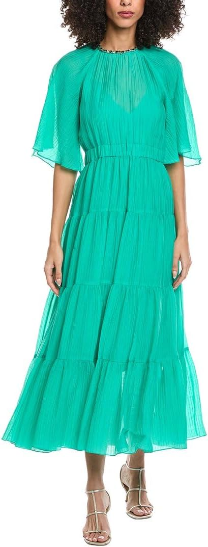 Sandro Womens Woven Midi Dress, 34, Green