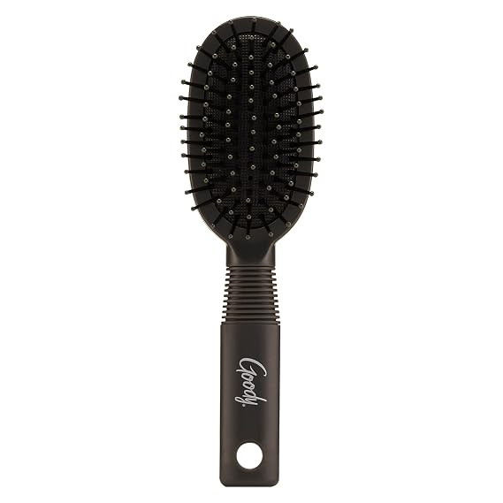 Goody Mini Cushion Hair Brush - Oval Travel Hairbrush for All Hair Types, Tangles Knots With Ease Without Tears or Breakage - Pain-Free Hair Accessories for Women, Men, Boys, and Girls
