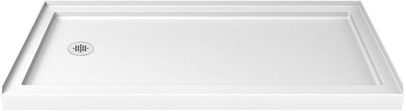 DreamLine SlimLine 34 in. D x 60 in. W x 2 3/4 in. H Left Drain Single Threshold Shower Base in White, DLT-1134601