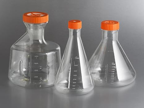 Corning 431283 PETG Erlenmeyer Flask with Vented Cap, Baffled Bottom Style, 3L Capacity (Pack of 4)