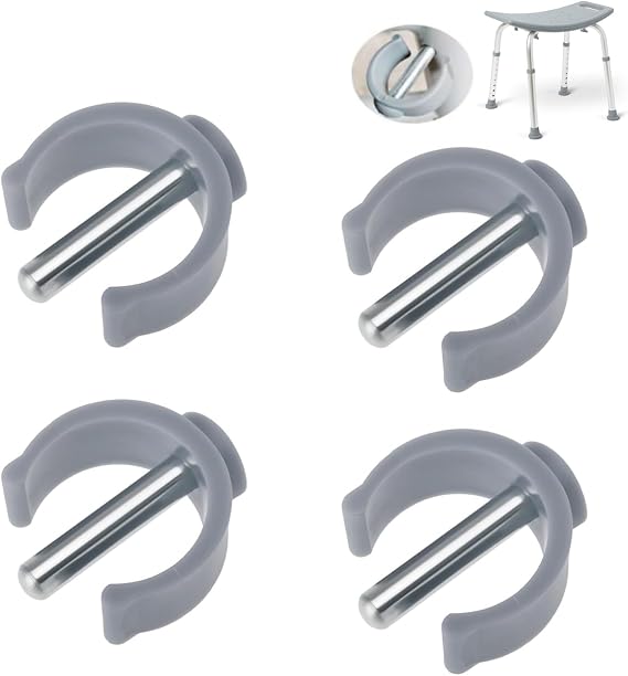4 Pack Folding Walker C Type Clips Replacement for Toilet Safety Rails - Tube Pin Lock Brackets Parts for Rolling Walker, Adjustable Toilet Frame, Raised Toilet Seat with Handles (Fits 1'' OD Pipe)