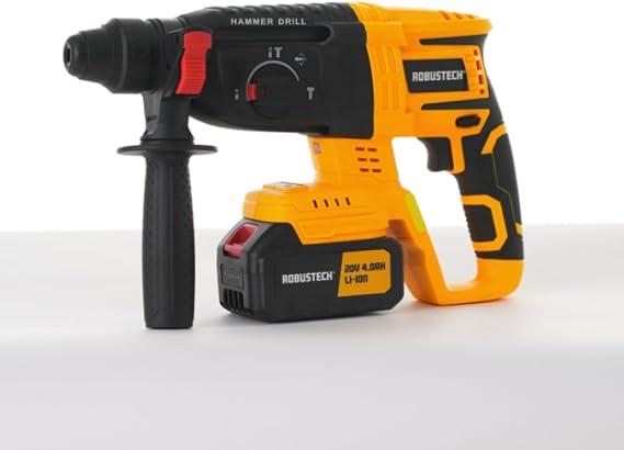 Robustech CH-20B 20V Kömürsüz Akülü Kırıcı Delici – Brushless Motorlu, SDS-Plus, 3 Fonksiyonlu (Delme/Darbeli Delme/Kırma), Kablosuz Beton Delme ve Kırma, Çift Akülü Set