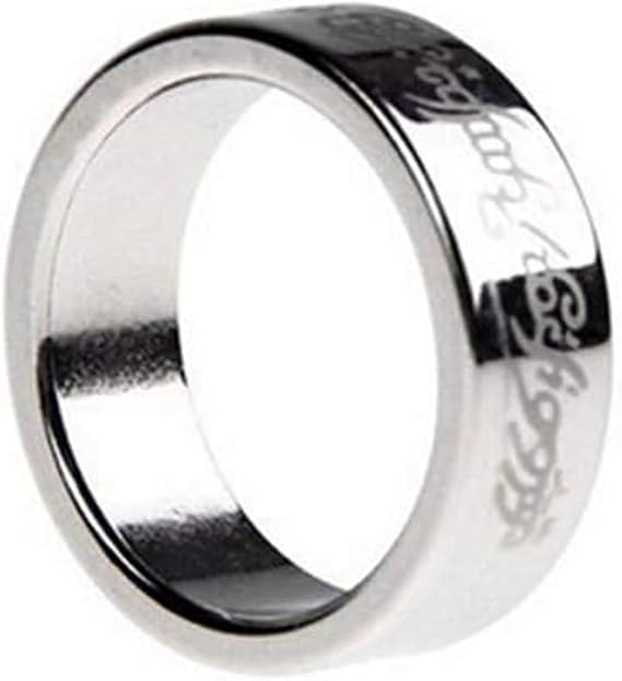 Magic Magnetic Ring PK Ring for Professional Magician Stage Magic Tricks Props Accessory Gimmick Props (Engraved Silver,19mm)