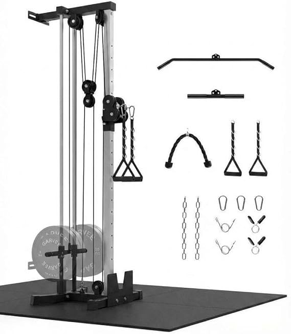 Wall Mounted Cable Machine for Home Gym, 19-Position High & Low Cable Machine with Dual Pulley System,LAT Pulldown, 400Lb Capacity, Space Saving Strength Training Equipment for Garage & Home