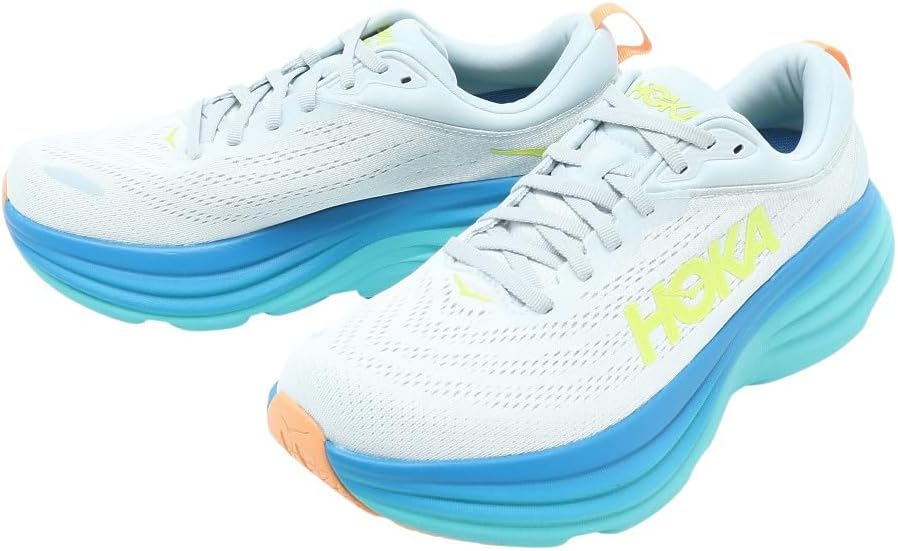 Hoka Mens Bondi 8 Running Shoe - Ice Flow/Bit of Blue - Size 12D | Road Running Shoes