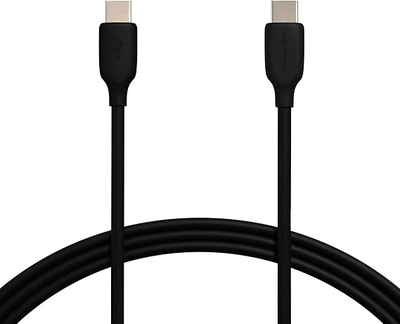 Amazon Basics USB-C to USB-C 2.0 Fast Charger Cable, 60W, 480Mbps Speed, USB-IF Certified, for Apple iPhone 16/15, iPad, Samsung Galaxy, Tablets, Laptops, 6 Foot, Black