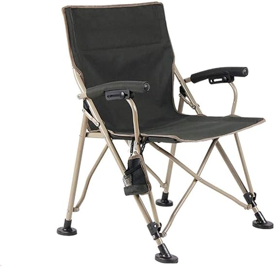 Fishing Chair Folding Camping Chair Ultra Lightweight Collapsible Quad Padded Lawn Seat with Full Back Arm Rests Cup Holder