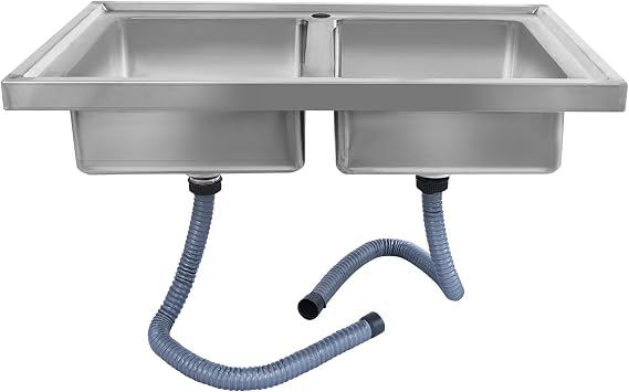 Double Sink, Silver, Kitchen Counter, Stainless Steel, Sink Sink Rectangular 80 x 50 x 15.5cm