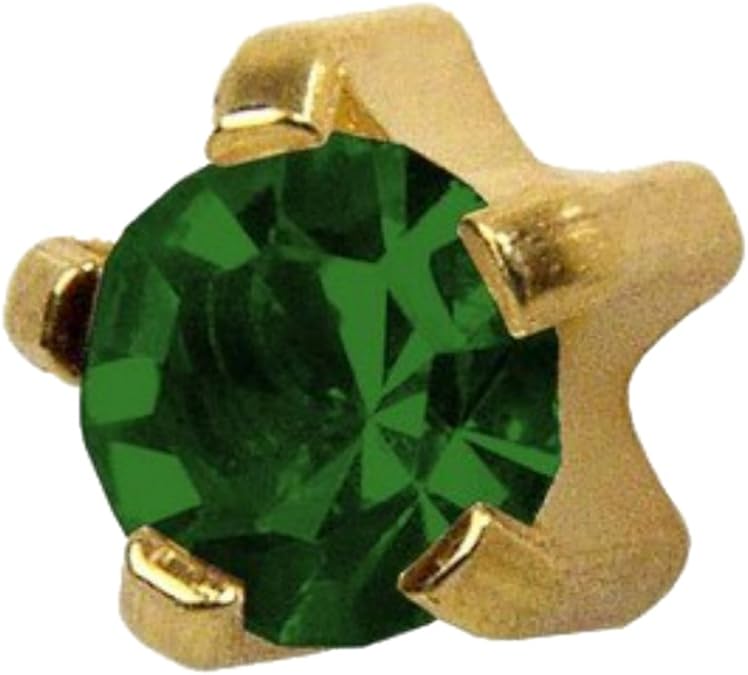 Studex May/Emerald Regular 4mm Gold Plated Claw Setting Ear Piercing Stud Earrings Birthstone