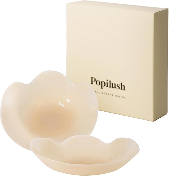 Popilush Nipple Covers - Silicone Reusable Sticky Bra, Cute Cat Paw Shape Seamless Adhesive Bras with Ultra-Thin Edge