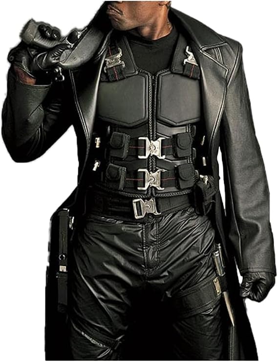Mens Blade Vest Legend Cosplay Tactical Combat Vest Black Leather Lightweight Halloween Costume