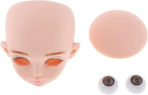 1/3 BJD Doll Head Mold with Removable 3D Eyes Set for LUTS DOD SD DZ DIY Custom The Head Cover Can be Unscrewed - (02)