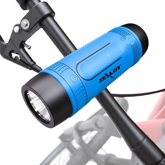 ZEALOT S1 Bluetooth Speaker, Handlebar Speakers for Bike, Portable Speaker with LED Torch Light, Waterproof IPX5, LED Light, TF Card Play, for Indoor/Outdoor/Hiking/Camping/Travel (Blue)