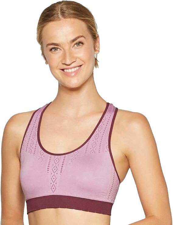 Champion C9 Women's Seamless Padded Lacey Scallop Sports Bra - (X-Small, Mauve Mist Purple/Mulled Berry)