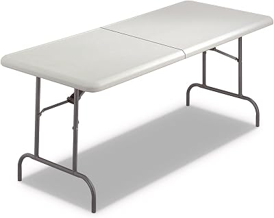 Iceberg IndestrucTable Too 1200 Series Center-Folding Table, IndoorOutdoor, Platinum, 30 W x 72 L x 29 H