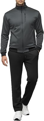 GYMELITE Mens Athletic Full Zip Tracksuit Set Fashion Workout Sweatsuit Track Long Sleeve Jackets and Pants 2 Piece Outfit