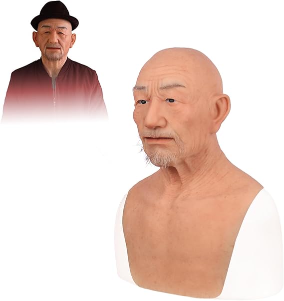 FSYH Realistic Silicone Old Man Mask High Simulation Soft Fake Face Handmade Full Head Halloween Masks for Cosplay