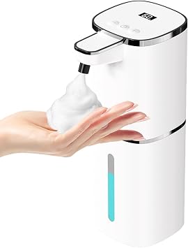 OHIFAST Automatic Foaming Soap Dispenser Touchless, USB Rechargeable Smart Hand Soap Dispenser, 9-Level Adjustable, Physical Button Operation, 13.5oz/400mL Wall Mounted for Bathroom Kitchen Dish Soap