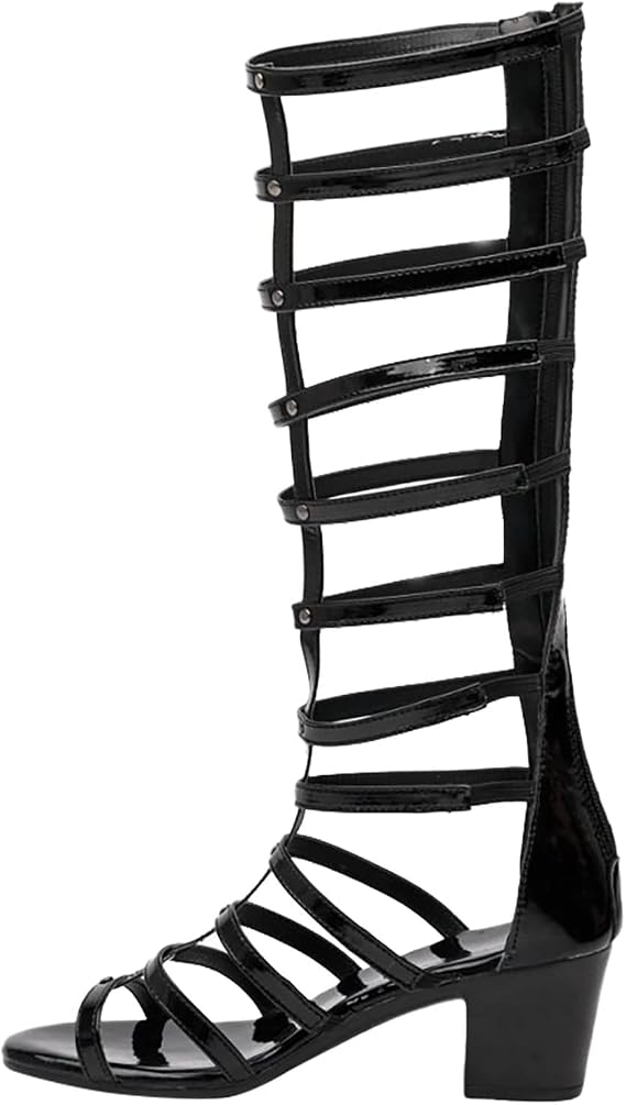 Sandals Women Dressy Summer Flat Strappy, Summer Women's Roman Sandal Strap Casual Knee-High Sandals Peeptoe