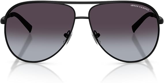 Armani Exchange Unisex Sunglasses Shiny Gunmetal & Black Frame, Gradient Grey Polarized Lenses, 61MM