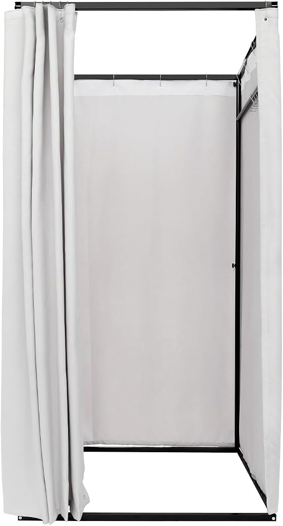 3-4 People Capacity Portable Fitting Room for Clothing Store, Detachable Dressing Room Fitting Room with Hanger and Curtain, for Clothing Shops, Shopping Malls, 39.37 * 39.37 * 78.74in, Grey