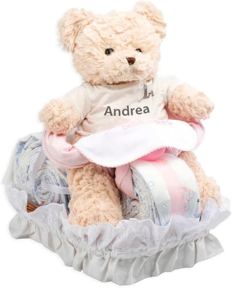Birth Gift - Cake Layers Bear Biker Rose Bebedeparis Gift Set Bébé Bouquet Baby Blue - Bouquet Birth