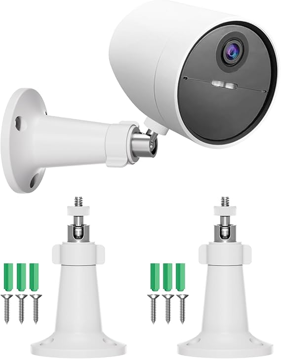 2-Pack Outdoor Camera Mount Compatible with SimpliSafe Outdoor Security Camera, 360 Rotation Security Bracket with 1/4 Screw Thread, Camera Not Included, White