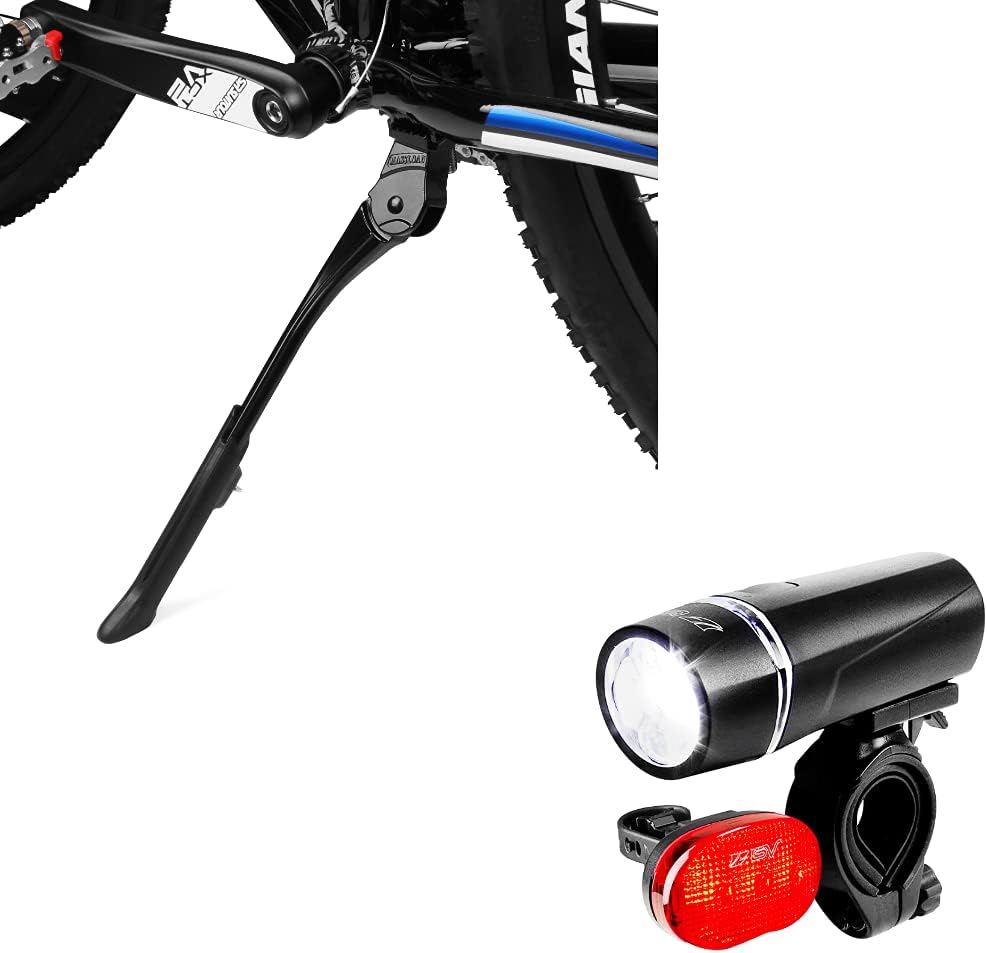 BV Adjustable Bike Kickstand with Bike Battery Light Set