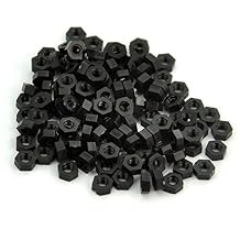 Electronics-Salon Metric Black Nylon Hex Nut, Hexagonal.