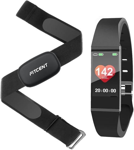 FITCENT Heart Rate Monitor Chest Strap Sports Bracelet with Fitness Tracker