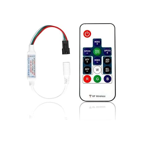 RGB LED Controller Wireless RF Remote for WS2812B/WS2811/SK6812 LED Strips, 358 Dynamic Modes, Digital Color Changing, DIY Pixel Lights