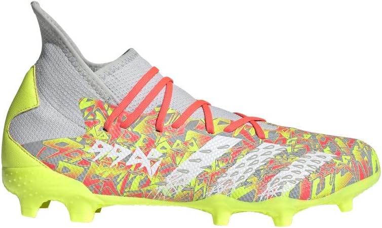 adidas Predator Freak .3 FG Firm Ground Soccer Cleat - Clear Grey/White/Solar Yellow 11.5
