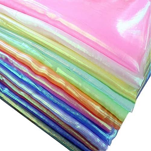 Tong Gu 59 x 39 inch Sheer Organza Fabric Voile Glitter Tulle Iridescent Mesh Wedding Costume Curtain DIY (Blue)
