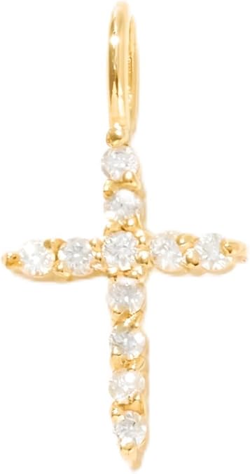Gelin 14K Real Yellow Gold Diamond Cross Charm Pendant