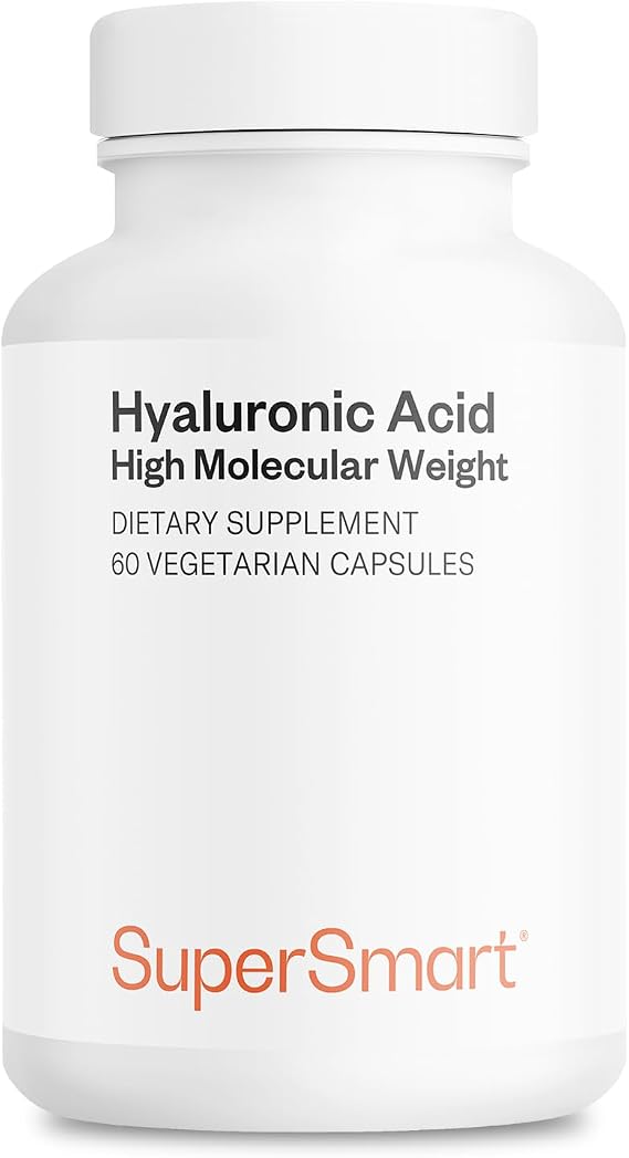 Supersmart Hyaluronic Acid Supplement 300mg per Day (Sodium Hyaluronate) - High Molecular Weight 1.2 Million Daltons | Non-GMO & Gluten Free - 60 Vegetarian Capsules