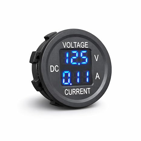 MGI SpeedWare 2-in-1 Digital Voltmeter Ammeter 12V DC LED Display Voltage & Current Gauge for Car, Truck, Boat, RV, Marine (Blue)