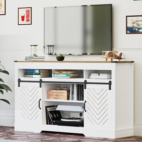 FansaFurn Farmhouse TV Stand for 65+ Inch TV