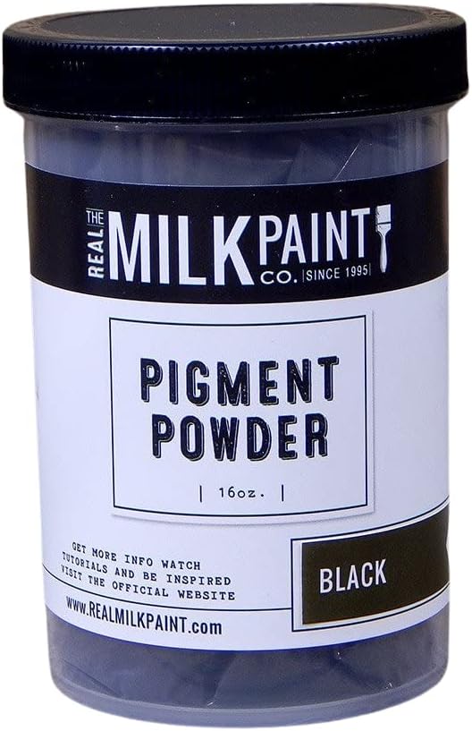 Real Milk Paint Pigment Powder for Milk Paint, Mica Powder for Epoxy Resin, Concrete, Wood Putties, Plaster, and Plastic Resins, 16 oz, Black
