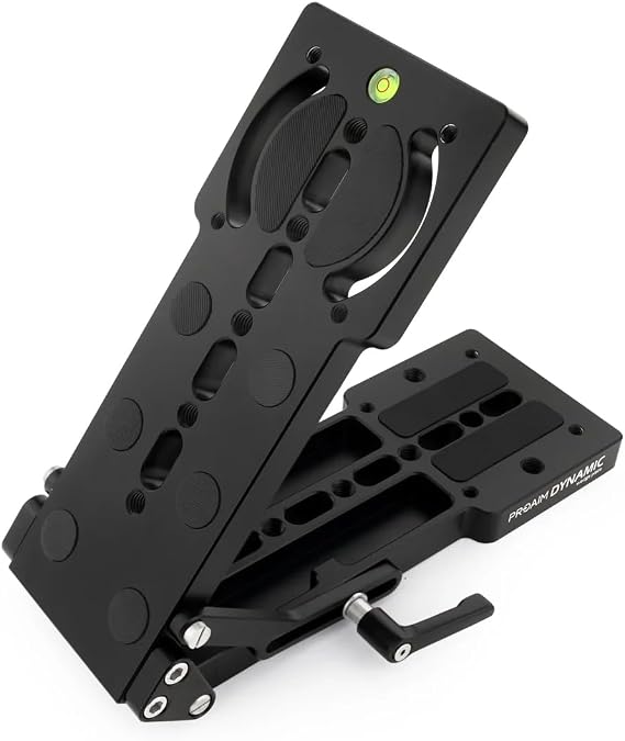 PROAIM Dynamic Wedge Pan/Tilt Camera Plate. Payload: 20kg/44lb. 0-90 Tilt Angle & 35-70 Pan Adjustment. Includes Bubble Level & Locking Levers (P-MWP-D)
