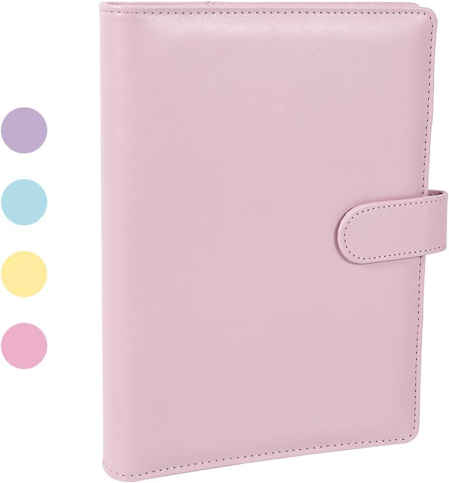 A5 PU Leather Ring Binder, Pink 6 Ring Binder, Travel Journal, Budget Notebook, Sketchbook, Personal Organizer, Planner, Photocard Binder