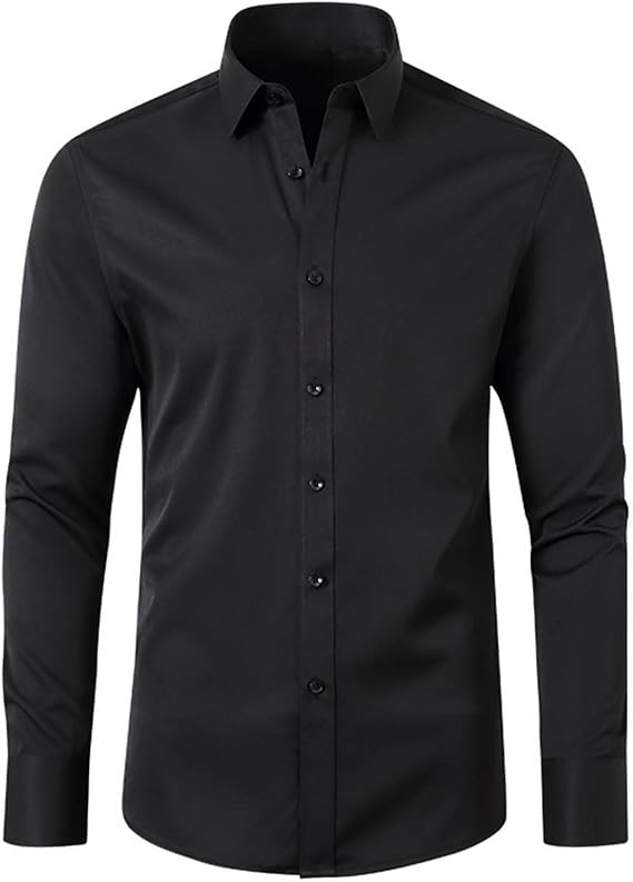 Big and Tall Shirts for Men Long Sleeve Solid Collar Dress Shirts Prom Party Button Down T Shirt Outdoor Clothing