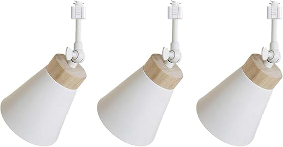 3-Pack Retro Style Mini Adjustable Angle H-Type Track Head Lighting E26 Base White Metal Ceiling Light Track Light Fixture for Gallery Mirror Front Office Loft Bulb and Track Not Included