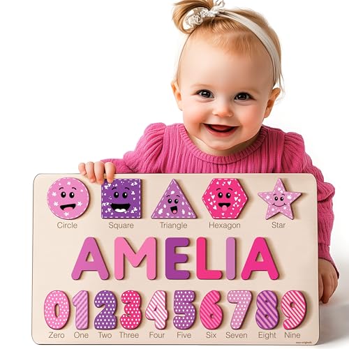 Puzzles for Toddlers Boy and Girl, Personalized Name Puzzle, Toy, Gifts for 0 1 2 3 Years Old, Babies Gifts, Baby Shower, Christmas, New Baby, 0 3 6 9 12 24 Months-TSCA,CPC Certified