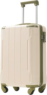 20 White Green Hardshell Luggage with Quiet Spinner Wheels, Expandable Luggage, Lightweight Carry on Luggages, Strong Durable ABS Suitcase with TSA Lock for Men and Women White Green, 20