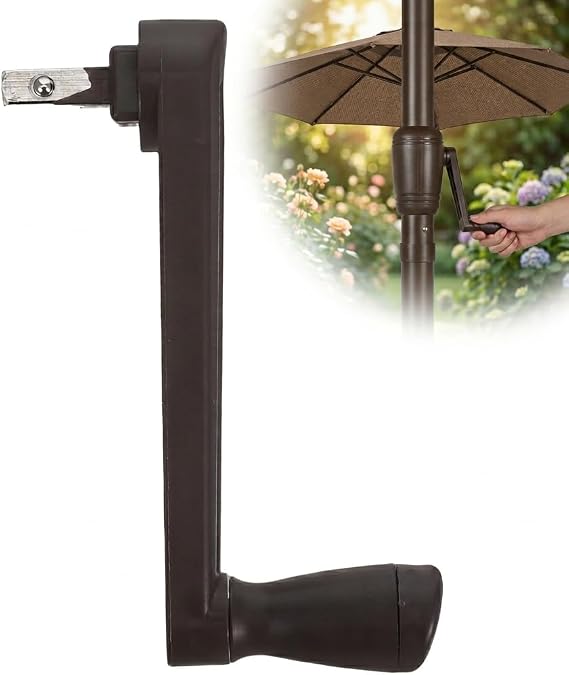 Patio Umbrella Crank Replacement Handle for Outdoor Cantilever Pole Parts Offset Sunshade, 0.31'' Square Connector Outdoor Umbrella Accessory - Easy to Install
