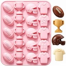 Football Chocolate Mold,Sports Theme Silicone Mold, 20-Cavity Football Rugby Trophy Helmet Jersey Silicone Fondant Candy Baking Mould for Sport Themed Party Cake Cupcake Topper Sugar Paste Decorating